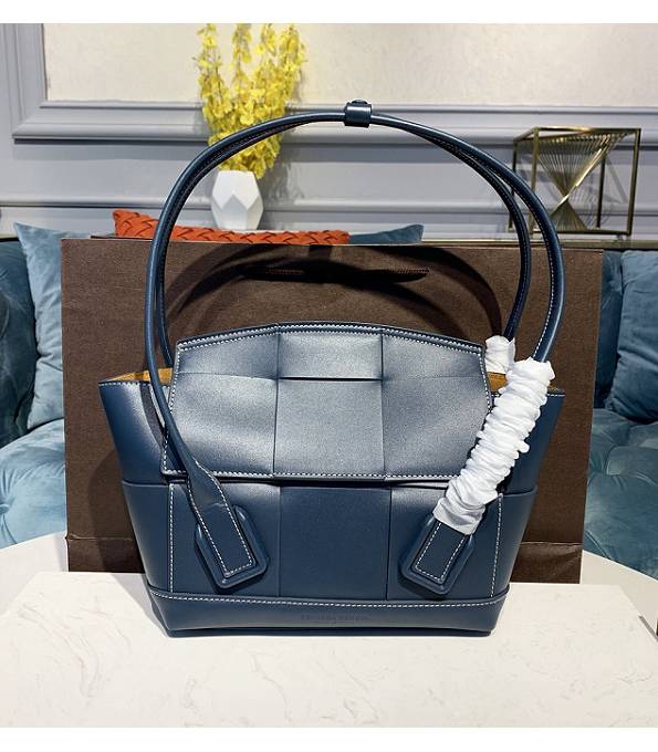Bottega Veneta Arco Blue Original Plain Real Leather Small Top Handle Bag