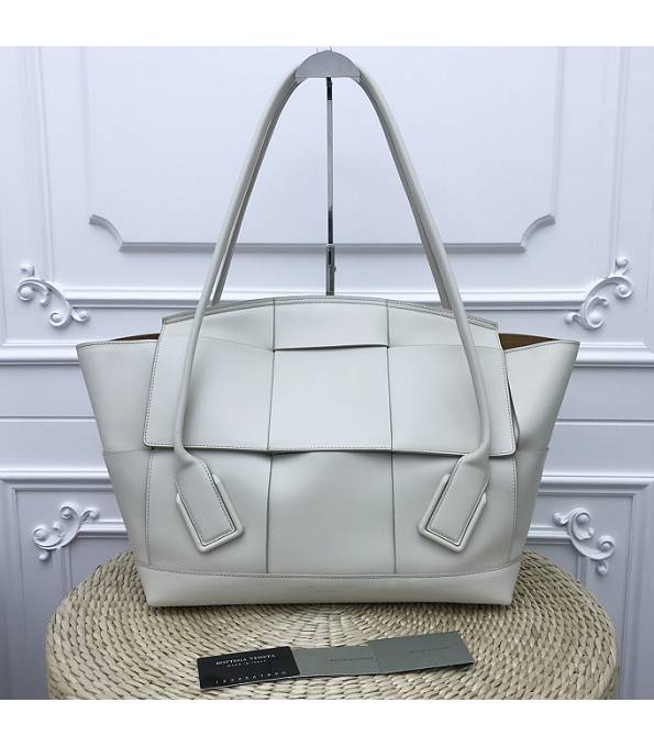 Bottega Veneta Arco White Original Plain Real Leather Top Handle Bag
