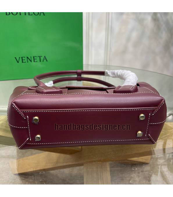 Bottega Veneta Arco Wine Red Original Plain Veins Calfskin Leather Small Top Handle Bag-3