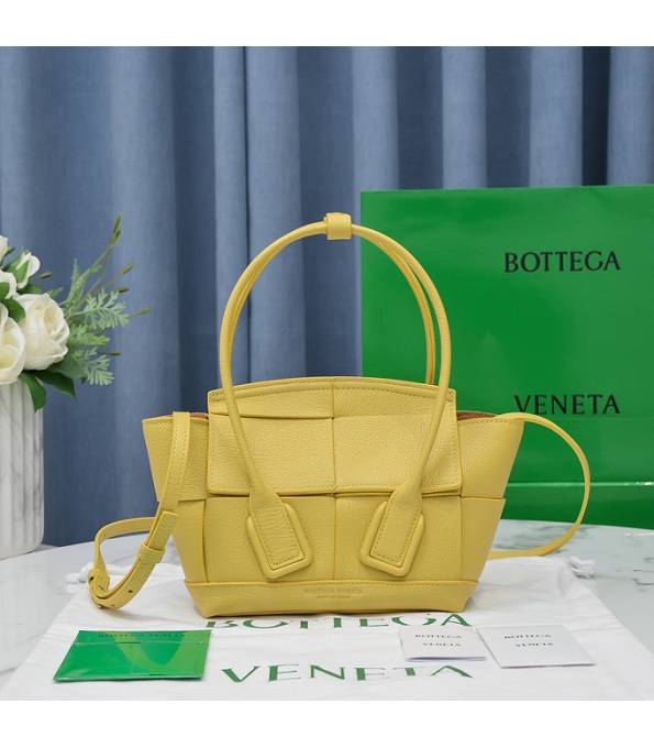 Bottega Veneta Arco Yellow Original Litchi Veins Calfskin Leather Mini Top Handle Bag