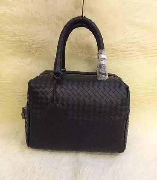 Bottega Veneta Black Leather Mini Woven Tote Bag