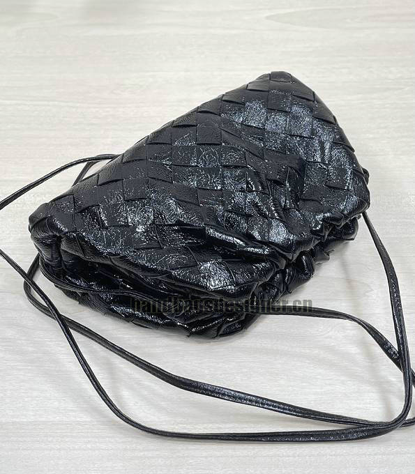 Bottega Veneta Black Original Intrecciato Oil Wax Calfskin Leather Mini Cloud Pouch-3