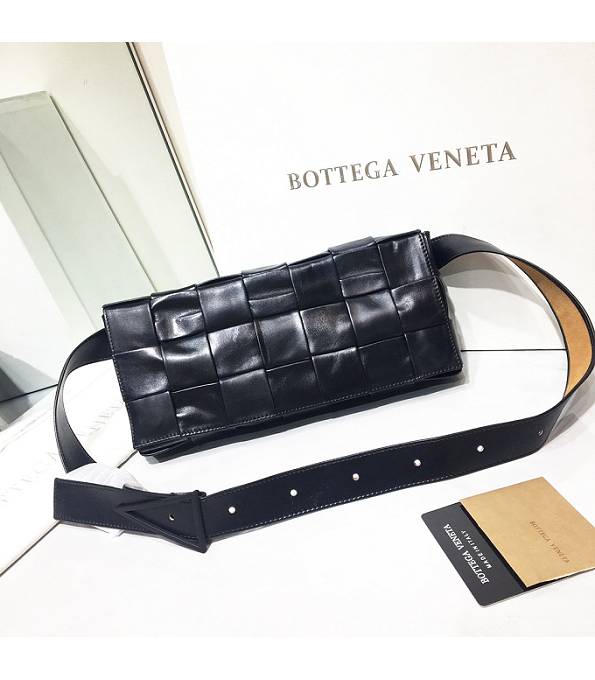 Bottega Veneta Black Original Oil Wax Weave Leather Crossbody Bag