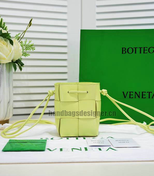 Bottega Veneta Bright Yellow Original Intreccio Leather Mini Cassette CrossBody Bucket Bag-2