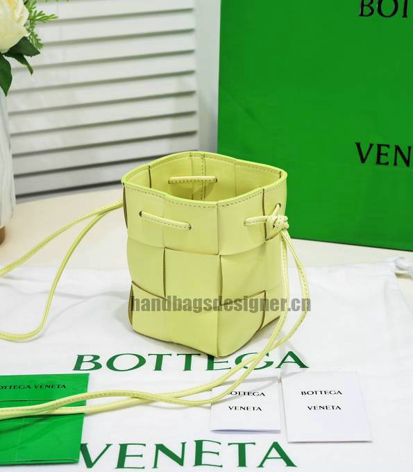 Bottega Veneta Bright Yellow Original Intreccio Leather Mini Cassette CrossBody Bucket Bag-3