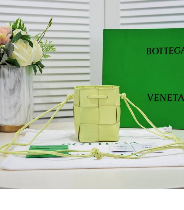 Bottega Veneta Bright Yellow Original Intreccio Leather Mini Cassette CrossBody Bucket Bag