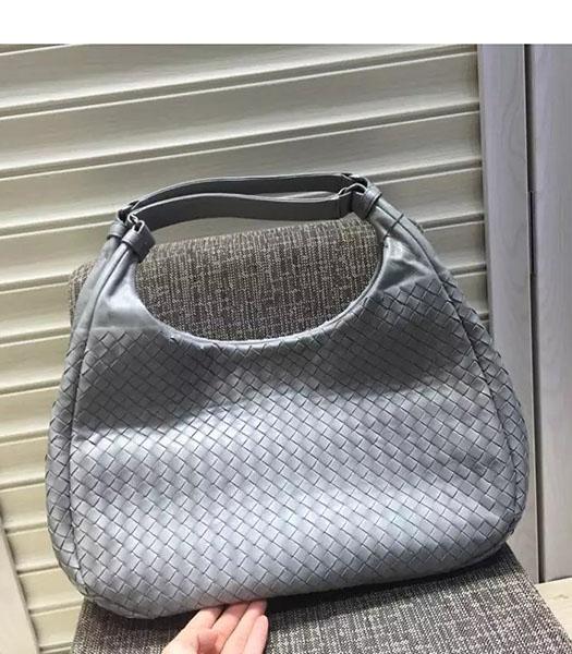 Bottega Veneta Campana Woven Hobo Handbag Light Grey