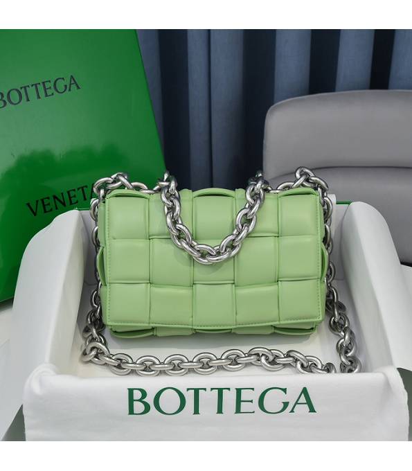 Bottega Veneta Cassette Apple Green Original Lambskin Leather Silver Chain Pillow Bag