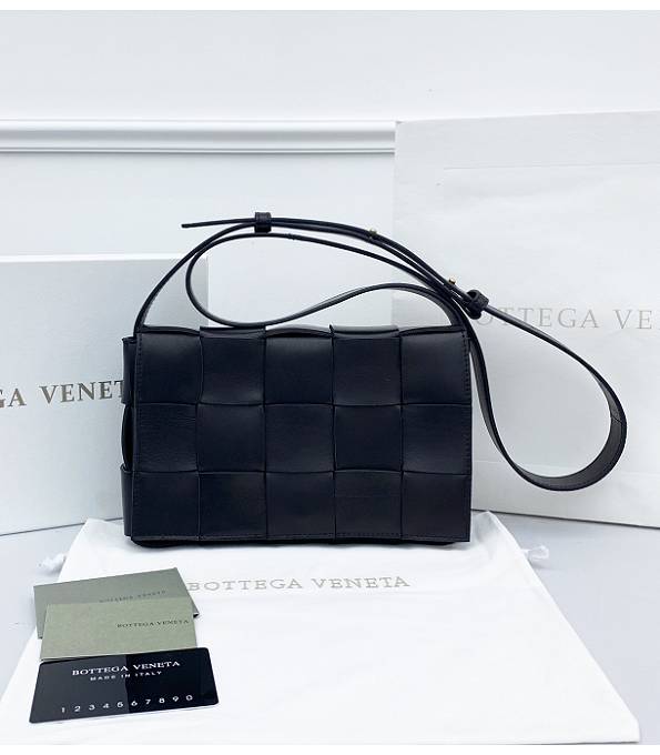 Bottega Veneta Cassette Black Original Double Face Maxi Weave Lambskin Leather Crossbody Bag