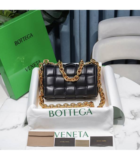 Bottega Veneta Cassette Black Original Lambskin Leather Golden Chain Pillow Bag