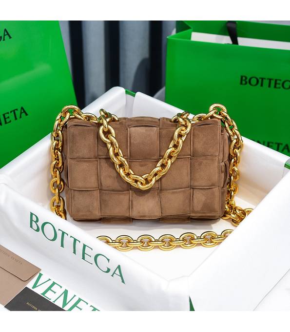 Bottega Veneta Cassette Brown Original Cashmere Leather Golden Chain Pillow Bag