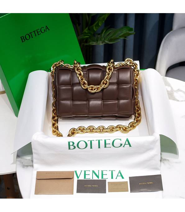 Bottega Veneta Cassette Coffee Original Lambskin Leather Golden Chain Pillow Bag