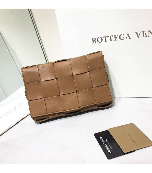 Bottega Veneta Cassette Khaki Original Double Face Maxi Weave Lambskin Leather Crossbody Bag