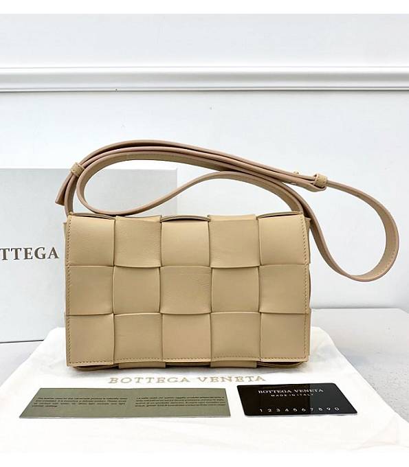 Bottega Veneta Cassette Light Apricot Original Double Face Maxi Weave Lambskin Leather Crossbody Bag