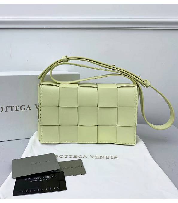 Bottega Veneta Cassette Mint Green Original Double Face Maxi Weave Lambskin Leather Crossbody Bag