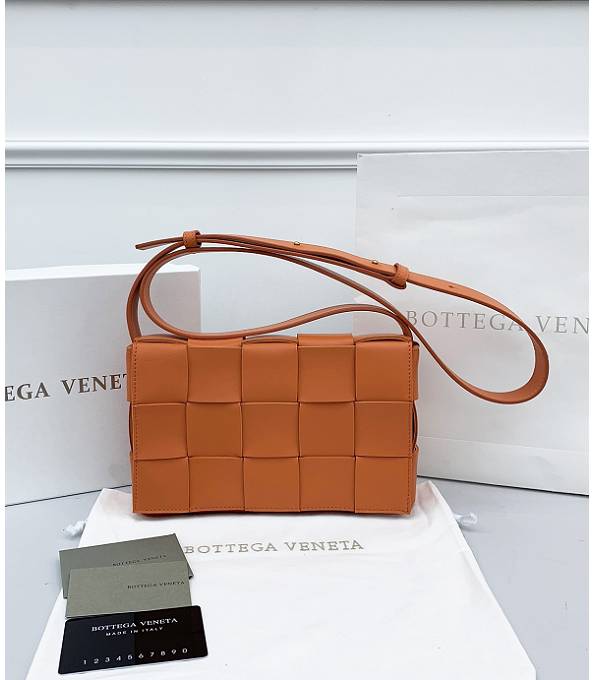 Bottega Veneta Cassette Orange Original Double Face Maxi Weave Lambskin Leather Crossbody Bag