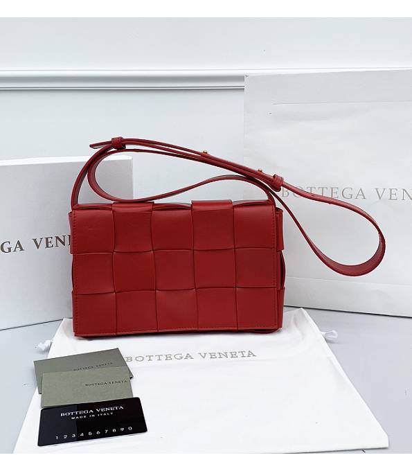 Bottega Veneta Cassette Red Original Double Face Maxi Weave Lambskin Leather Crossbody Bag