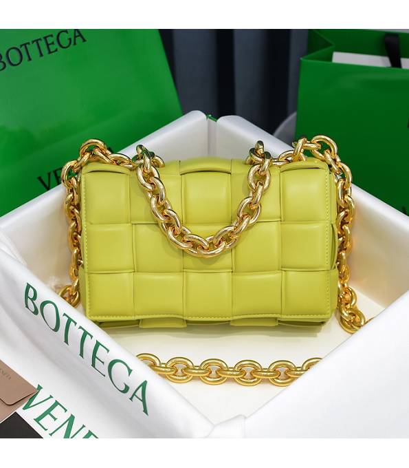 Bottega Veneta Cassette Yellow Original Lambskin Leather Golden Chain Pillow Bag