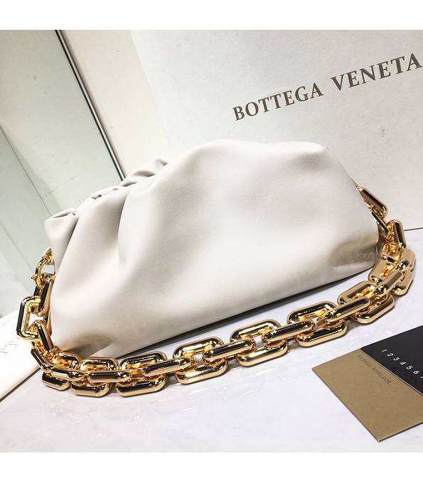 Bottega Veneta Cloud Offwhite Original Soft Real Leather Golden Chain Pouch