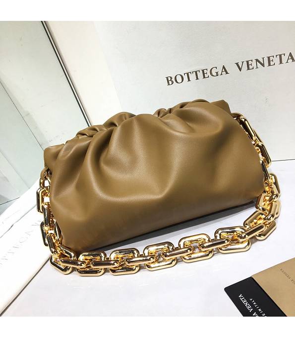 Bottega Veneta Cloud Olive Green Original Soft Real Leather Golden Chain Pouch