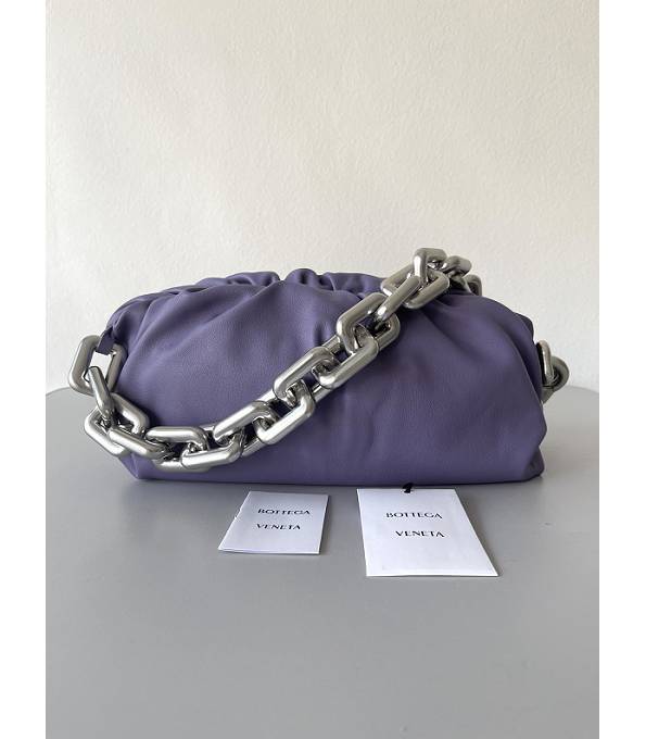 Bottega Veneta Cloud Purple Original Soft Calfskin Leather Silver Chain Pouch