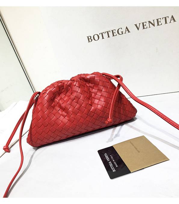 Bottega Veneta Cloud Red Original Weave Lambskin Leather Mini Pouch