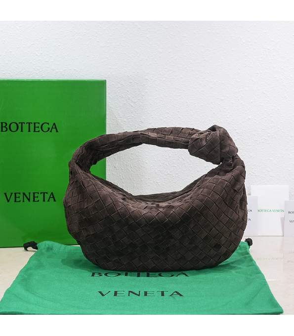 Bottega Veneta Dark Coffee Original Intrecciato Suede Leather Teen Jodie Shoulder Bag