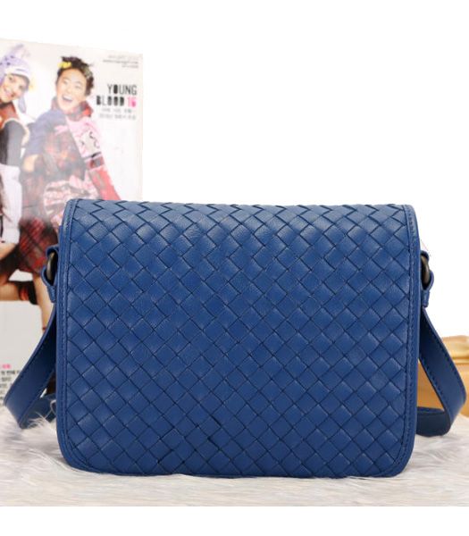 Bottega Veneta Flap Small Messenger Bag Brilliant Blue Lambskin Leather