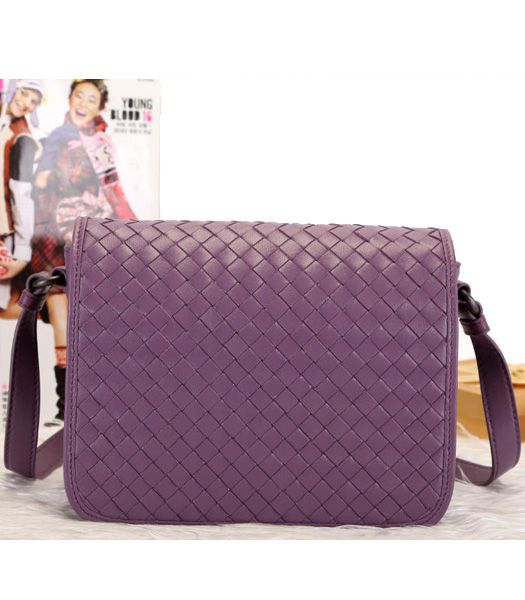 Bottega Veneta Flap Small Messenger Bag Pink Purple Lambskin Leather