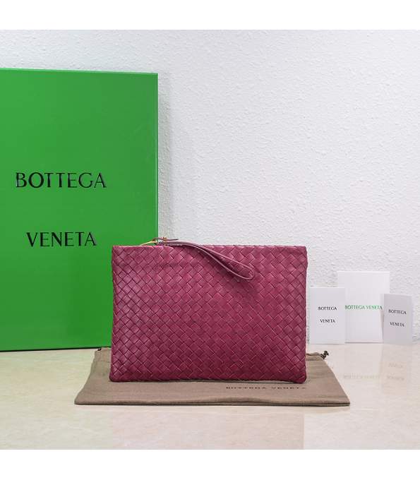 Bottega Veneta Fuchsia Original Intrecciato Lambskin Leather Large Pouch