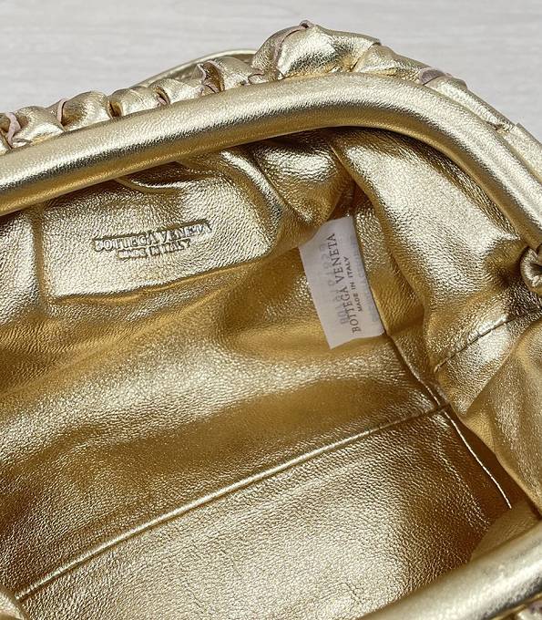 Bottega Veneta Golden Original Big Grid Intrecciato Calfskin Leather Mini Cloud Pouch-5