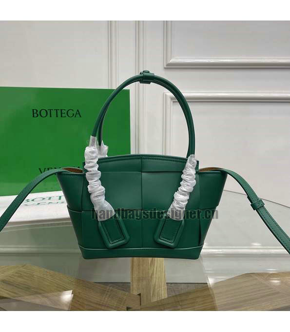 Bottega Veneta Green Original Plain Calfskin Leather Arco Mini Top Handle Bag With Detachable Strap-2