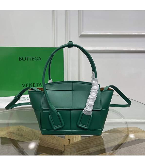Bottega Veneta Green Original Plain Calfskin Leather Arco Mini Top Handle Bag With Detachable Strap