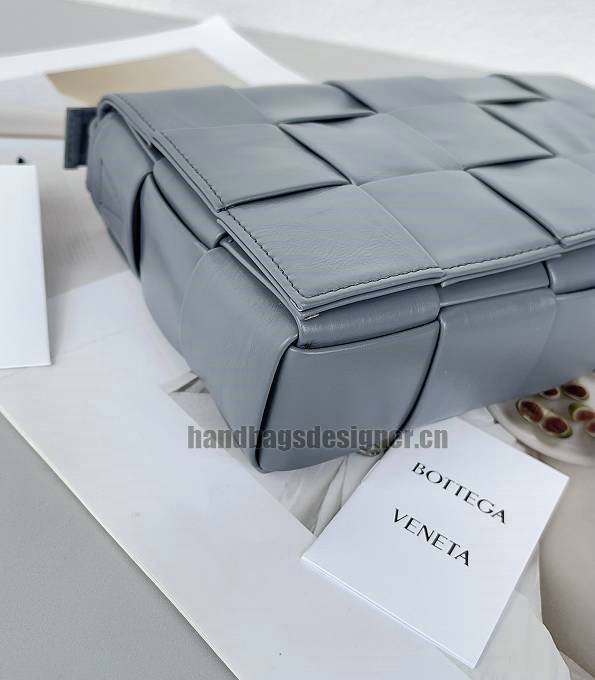 Bottega Veneta Grey Original Intrecciato Oil Wax Calfskin Leather Cassette Crossbody Bag-3