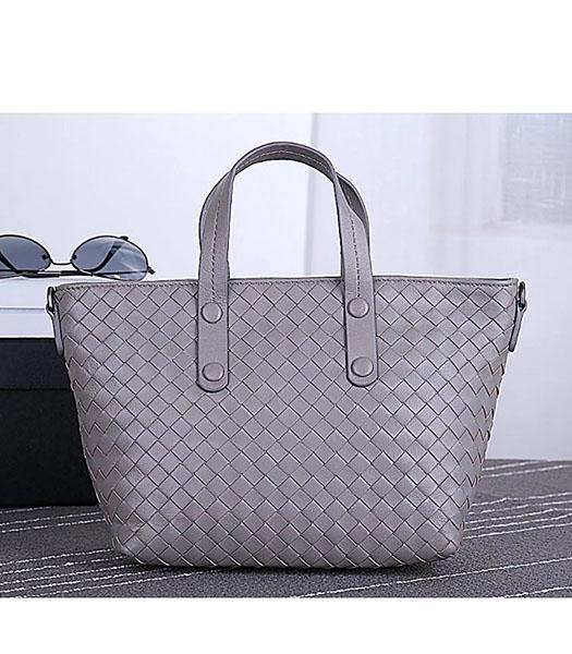 Bottega Veneta High-quality Woven Grey Leather Tote Bag