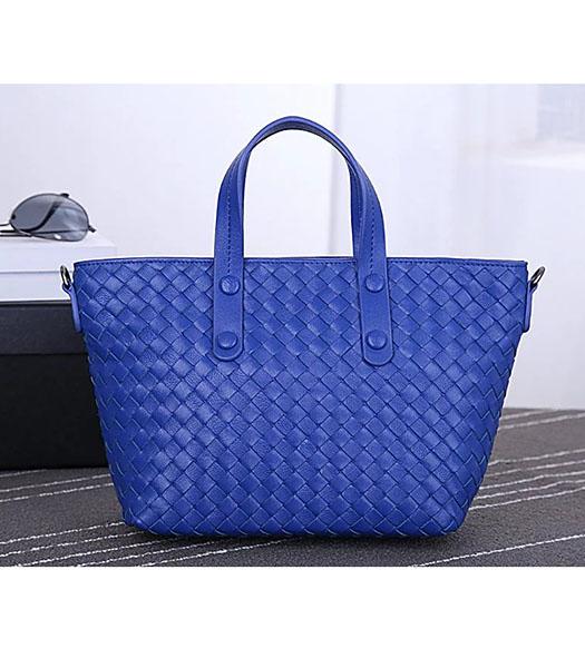Bottega Veneta High-quality Woven Sapphire Blue Leather Tote Bag