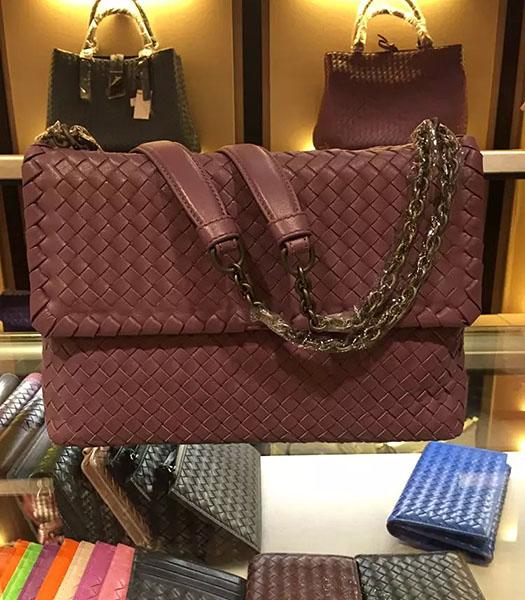 Bottega Veneta Imported Sheepskin Weave Shoulder Bag Grapes Purple