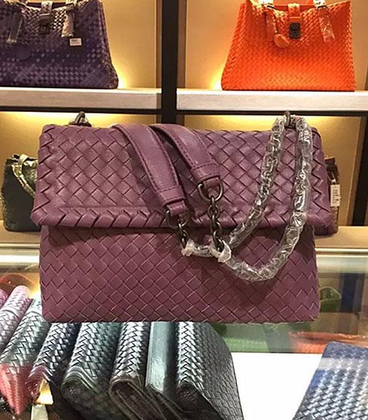 Bottega Veneta Imported Sheepskin Weave Small Shoulder Bag Grapes Purple