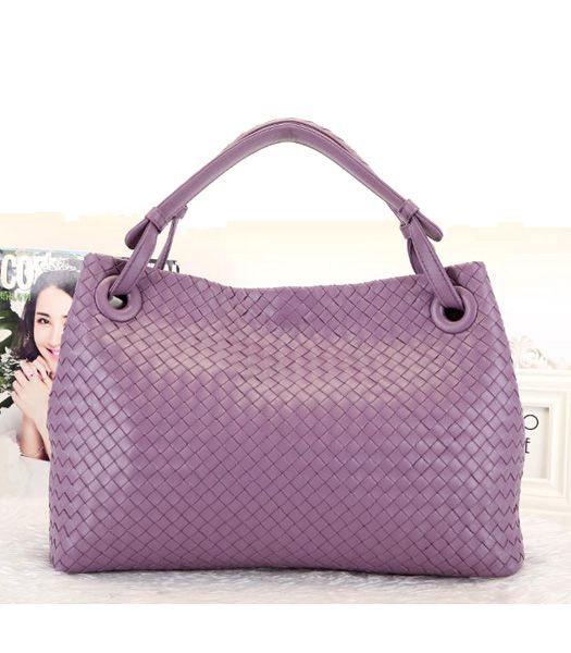 Bottega Veneta Intrecciato Nappa Shoulder Bag Pink Purple