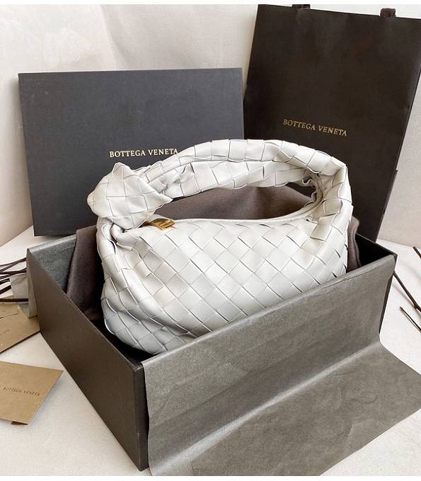 Bottega Veneta Jodie White Original Weave Leather Mini Hobo Bag