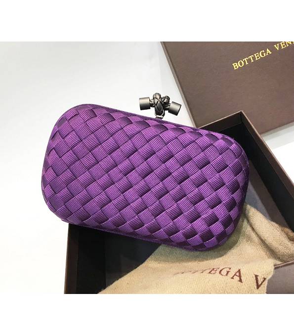 Bottega Veneta Knot Purple Original Weave Silk Small Clutch