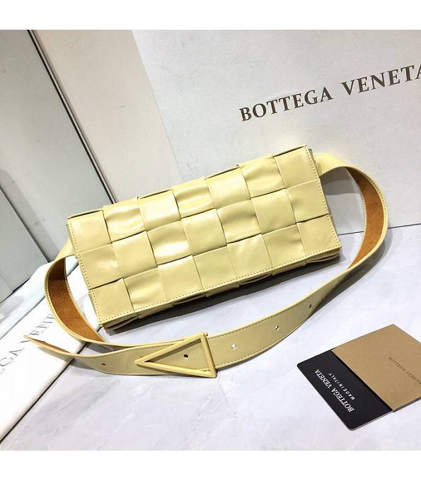 Bottega Veneta Light Yellow Original Oil Wax Weave Leather Crossbody Bag