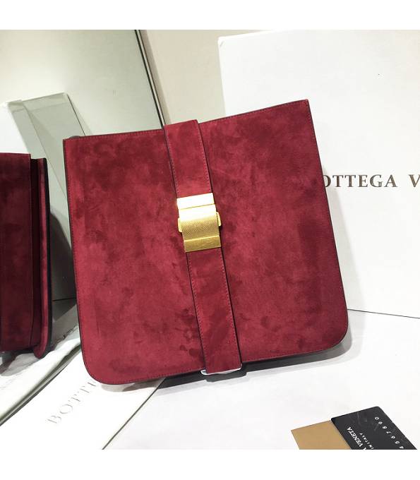 Bottega Veneta Marie Wine Red Original Velvet Leather Slim Shoulder Bag