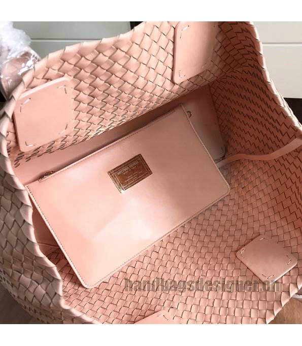 Bottega Veneta Nude Pink Original Weave Lambskin Leather Medium Cabat Tote Shopping Bag-2
