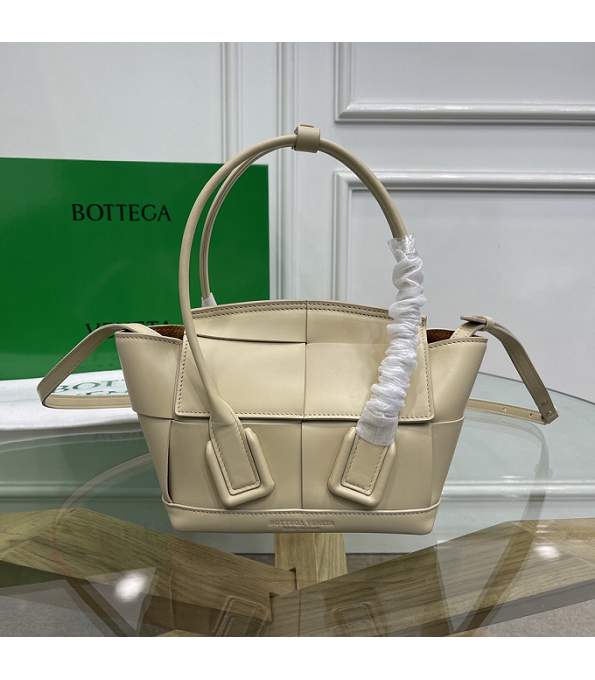 Bottega Veneta Offwhite Original Plain Calfskin Leather Arco Mini Top Handle Bag With Detachable Strap