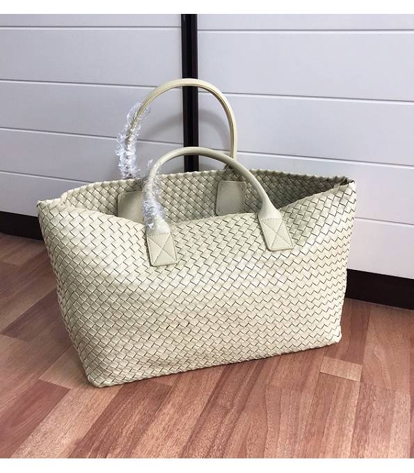 Bottega Veneta Offwhite Original Weave Lambskin Leather Medium Cabat Tote Shopping Bag