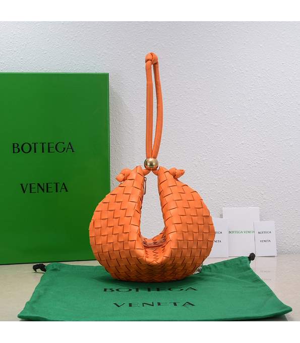 Bottega Veneta Orange Original Intrecciato Leather Medium Turn Pouch With Adjustable Strap