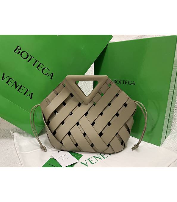 Bottega Veneta Point Apricot Original Calfskin Leather Medium Top Handle Basket Bag