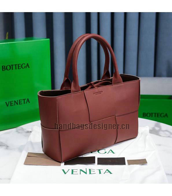 Bottega Veneta Red Brown Original Calfskin Leather Arco 35cm Tote Bag-2