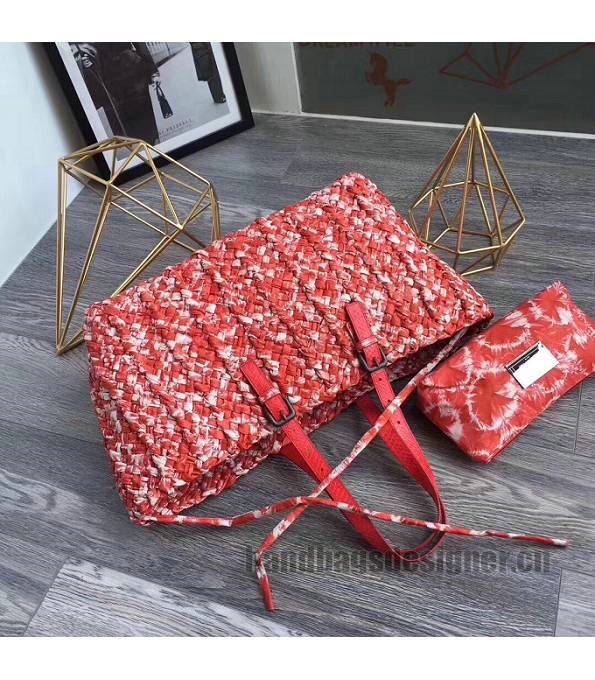 Bottega Veneta Red Original Weave Lambskin Leather Tote Shopping Bag-2